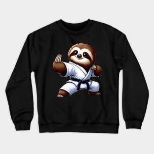 Funny sloth karate martial arts Japanese fighting style Crewneck Sweatshirt